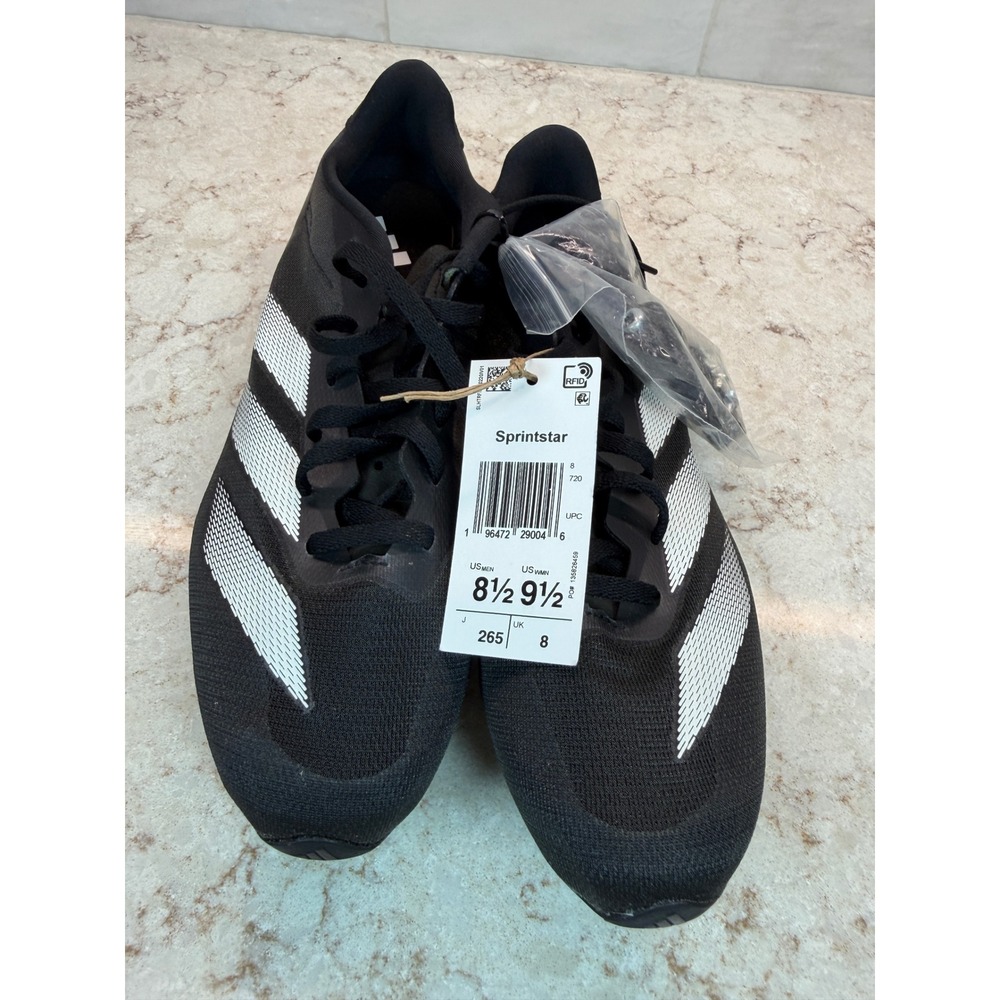 Adidas Sprintstar Mens Track and Field Spikes Black White Size 8.5 NEW NO BOX